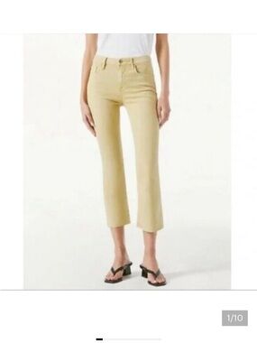 FRAME Le Crop Mini Boot Cut Dijon Mustard Wash Stretch Jeans Size 26 Denim